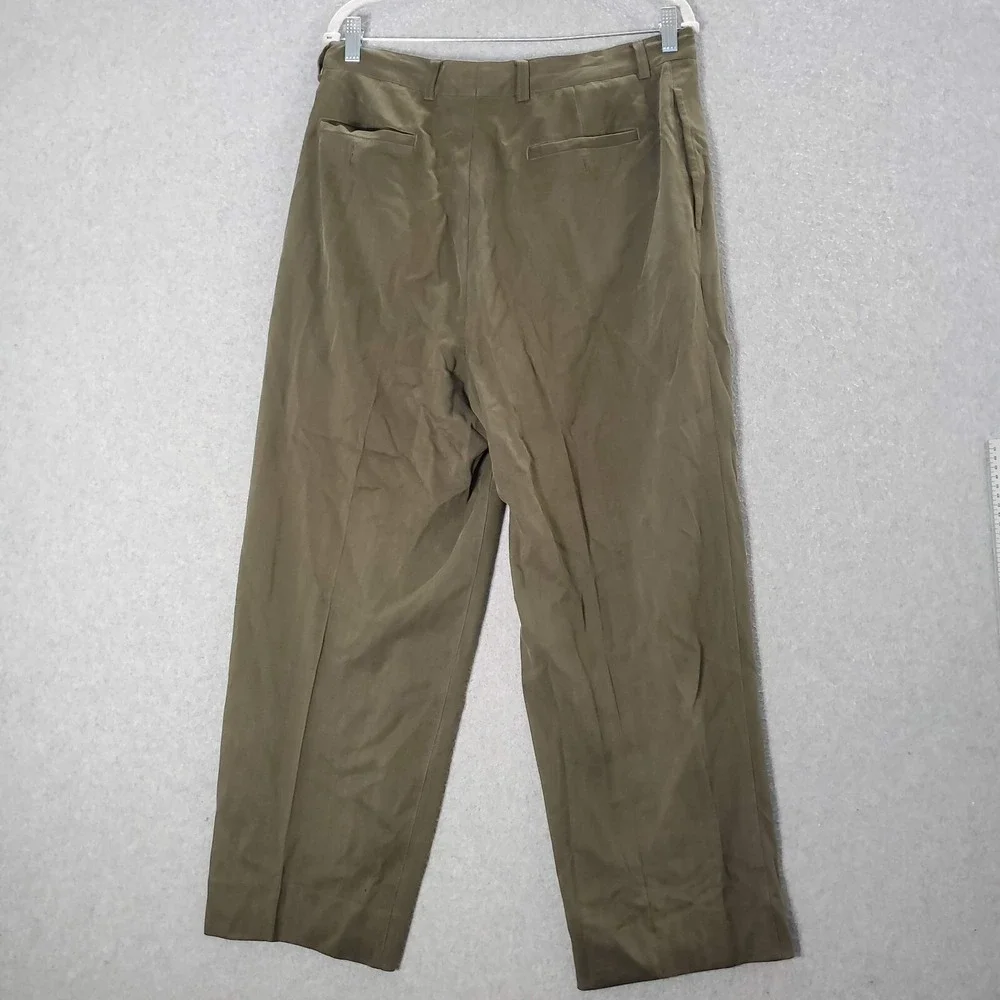 Tommy Bahama Men Pants 34 Olive Chino Pleated 100% Silk Relaxed Fit READ